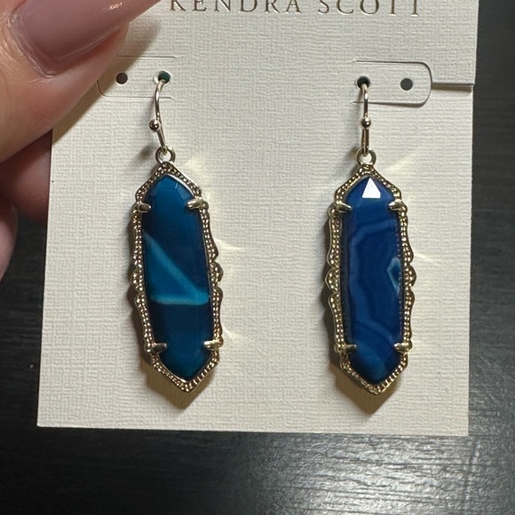 GUC Kendra Scott Blue Agate Fran (smaller) Earrings - See Video for True color - Picture 5 of 9